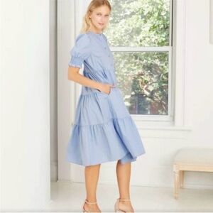 Light Blue Puff Sleeve Tiered Dress, Who What Wear, size Medium